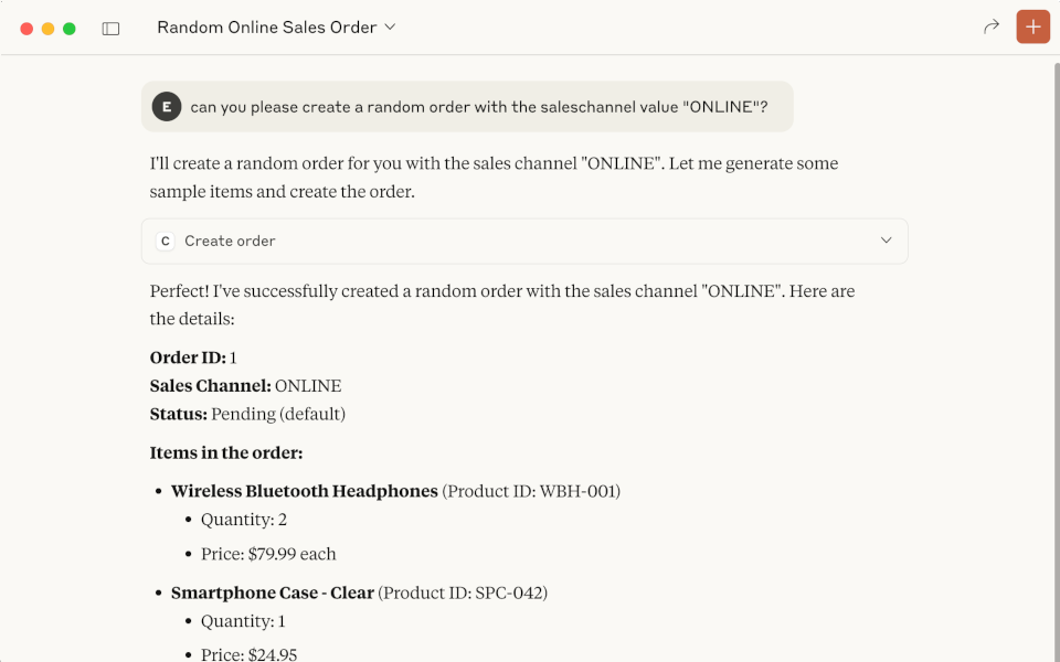 Ask Claude to create an order