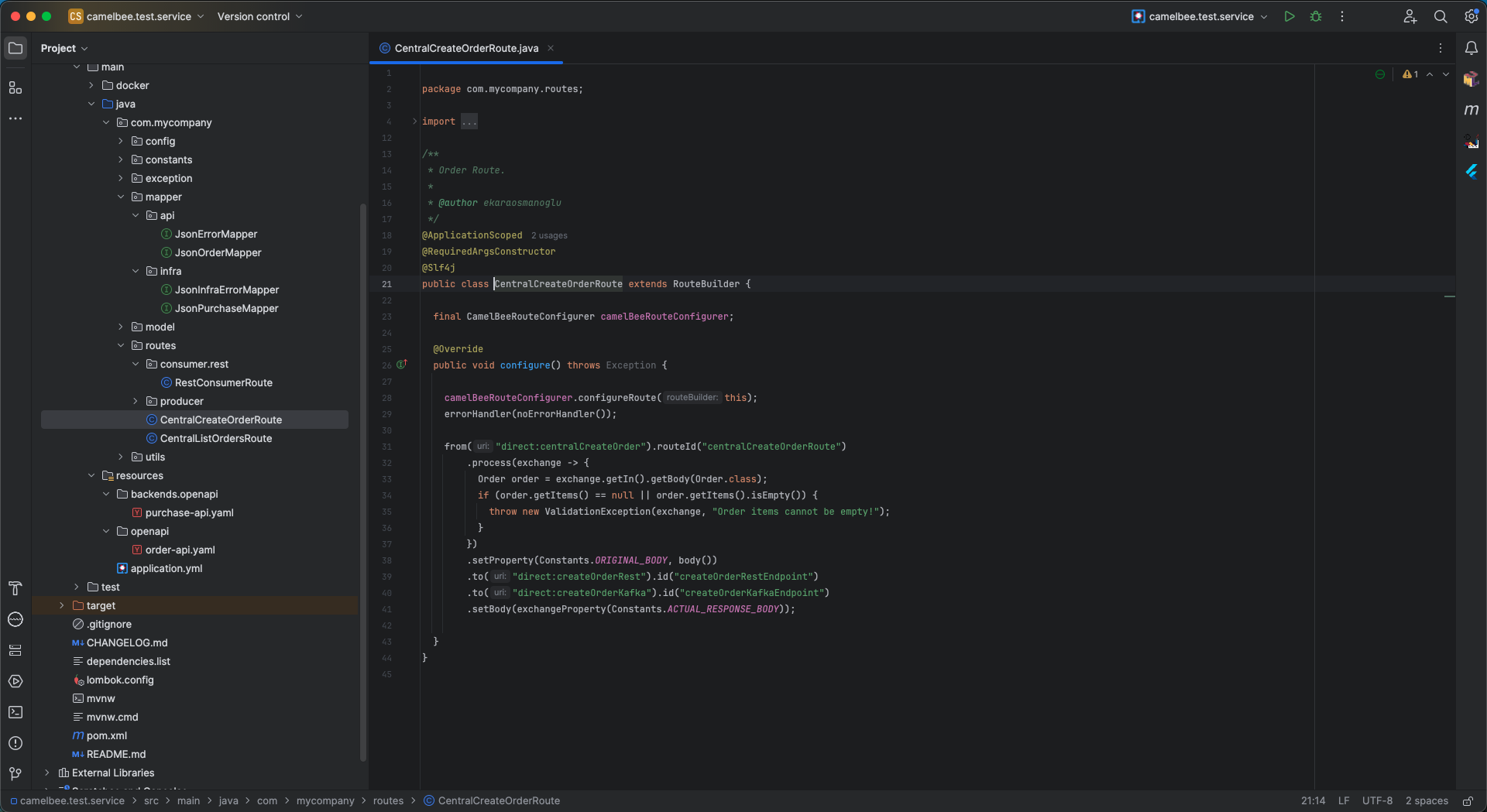 Camel Central Routes
