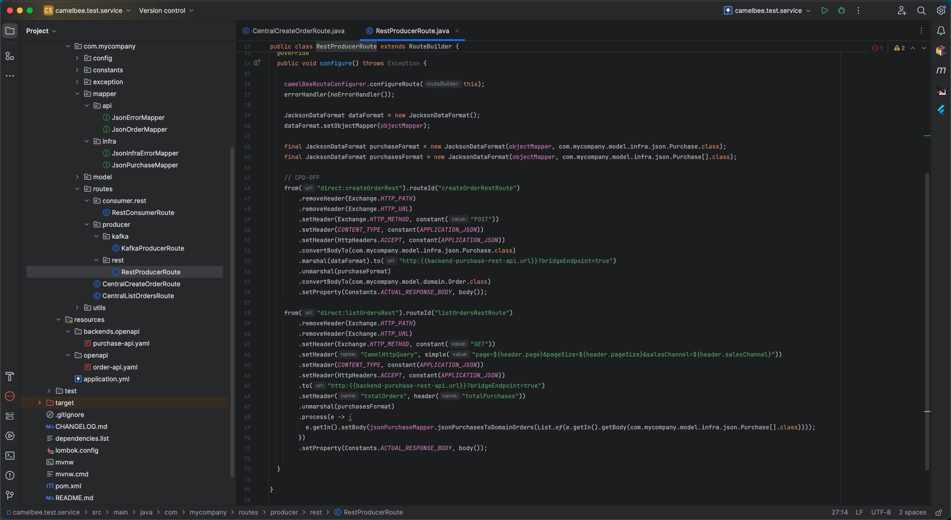 Camel Producer Routes